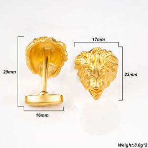 カスタム真鍮金属金メッキカフリンクメーカーライオンヘッドデザインカフリンクス - Product Image 4