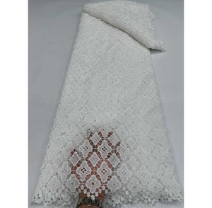 Tissu en <span class=keywords><strong>dentelle</strong></span> guipure africaine <span class=keywords><strong>blanche</strong></span> de haute qualité, <span class=keywords><strong>dentelle</strong></span> de soie soluble dans l'eau, tissu brodé pour <span class=keywords><strong>robe</strong></span> de mariée - Product Image 4