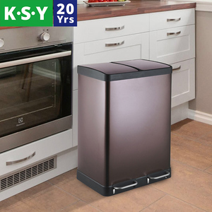 <span class=keywords><strong>Poubelle</strong></span> et bac de recyclage KSY <span class=keywords><strong>60L</strong></span> à double compartiment en acier inoxydable pour cuisine intérieure avec pédale – Vente en gros - Product Image 2