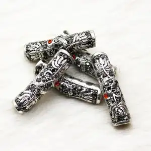 Groothandel Diy Tibetan Zilver Gebogen Buis Kralen Met Strass Voor Sieraden Maken Vergulde Kleur 8*28Mm 1451560