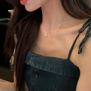 S925 Pure Silver <b>Pearl</b> Shattered <b>Heart</b> Pendant <b>Necklace</b> for Women Light Luxury High-End Niche Design Fashion Layered Jewelry - Product Image 4