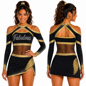 Tenues de cheerleading personnalisées assorties pour hommes et femmes, haut pour <span class=keywords><strong>homme</strong></span> et robe pour femme, en spandex haute élasticité, pour les performances des équipes All-Star - Product Image 1