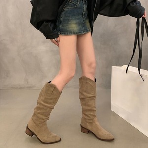 Retro-style pointed-toe women's shoes with thick heels chunky <b>boots</b> tall <b>boots</b> 2026 <b>spring</b> new style niche simple versatile - Product Image 3