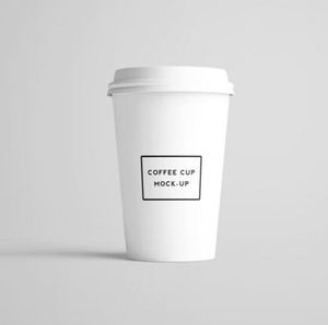 Gobelet en papier simple, blanc, élégant et personnalisable à paroi simple avec couvercle pour café et boissons - Product Image 1