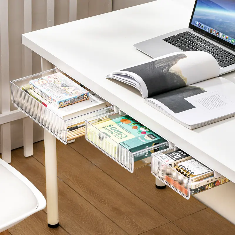 OWNSWING Versteckte selbst klebende Schreibtischs chu bladen Schieben Sie den aufsteck baren durchsichtigen Kunststoff unter dem Schreibtisch unter den Organizern der Schreibtischs chu blade heraus