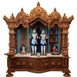 Traditional Large Size Customized Teak Wood Temples Luxury Hand Carved <b>Mandir</b> for Home Customized Temple Pooja <b>Mandir</b> - Product Image 5