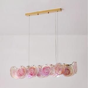Lustre de salon français de luxe médiéval et romantique en verre rose, lumière chaude pour chambre à coucher, <span class=keywords><strong>suspension</strong></span> principale - Product Image 1