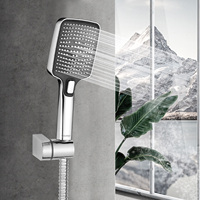 Leelongs Conception durable et durable 3 modes de douche à main à bouton chromé en plastique écologique haute pression pour salle de bain