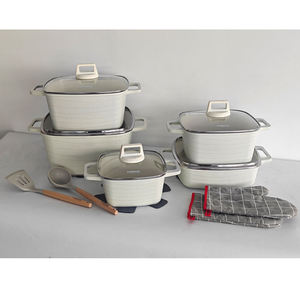 Grand ensemble de casseroles en granit et aluminium de 16 pièces, comprenant des casseroles de 20-32 cm et une casserole peu profonde de 28 cm, avec accessoires de cuisson, un équipement essentiel pour les grandes familles - Product Image 1
