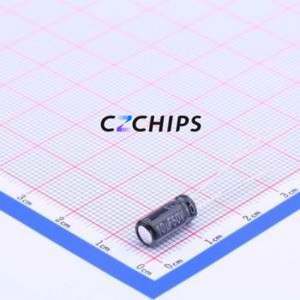 Condensateur électrolytique en aluminium à montage traversant EEUFR1H100, composant à montage traversant THT, D5xL11mm 10uF 20% 50V 250mA-100kHz - Product Image 1