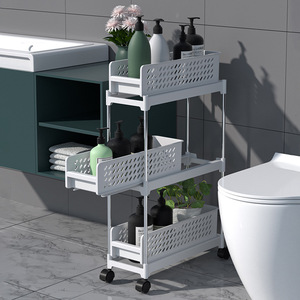 Carrito de Almacenamiento Wofuyou de 4 Niveles, Plástico Blanco, Carrito Rodante Multiusos para Cocina y Baño con Ruedas - Product Image 3