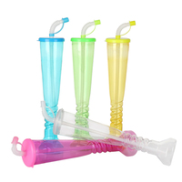 Gobelets jetables transparents en plastique Charmlite de 16 oz pour glace pilée avec couvercles et pailles, personnalisables pour les fêtes d'enfants
