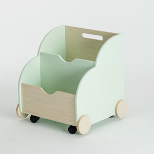 Conteneur à livres 2 en 1, marcheur vert à pousser, bibliothèque en bois massif pour bébé, meubles de chambre d'enfant, bibliothèque au sol, bibliothèque en bois - Product Image 2