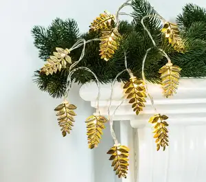 Wholesale china trade christmas decoration metal leaf stringlight for home decoration