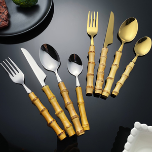 Ensemble de <span class=keywords><strong>couverts</strong></span> en <span class=keywords><strong>bambou</strong></span> Ensemble de vaisselle en acier inoxydable 18/8 Ustensiles naturels <span class=keywords><strong>Couverts</strong></span> Cuillère Fourchette Couteaux <span class=keywords><strong>Couverts</strong></span> <span class=keywords><strong>Manche</strong></span> en <span class=keywords><strong>bambou</strong></span> - Product Image 6