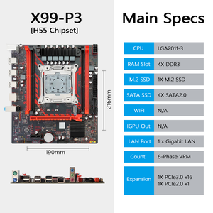 ชุดเมนบอร์ดเดสก์ท็อปขนาดไมโคร ATX 2011 X99 X99-P3ใหม่คุ้มค่ากับ <span class=keywords><strong>Intel</strong></span> Xeon E5เมนบอร์ด DDR3 X99 CPU 2673 V3 - Product Image 3