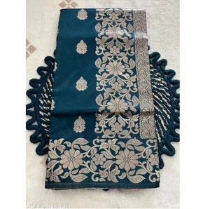 Sari de Seda Banarasi Pura de la Mejor Calidad con Trabajo Zari, Sari Tradicional Indio para Bodas, Festivales y Fiestas en Venta - Product Image 1