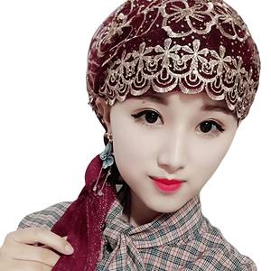 Pañuelo islámico de encaje con perlas para mujer, gorro indio, transpirable, ecológico, para todas las estaciones - Product Image 5