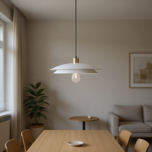 Lámpara Colgante de 2 Niveles con Pantalla de Metal Blanco, E27 LED, Decoración para el Hogar - Product Image 2