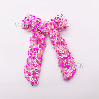 Barrette pour cheveux d'été pour filles avec broderie de coquillages et nœud orné de paillettes, style doux, accessoire pour cheveux en tissu