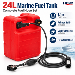 Réservoir <span class=keywords><strong>de</strong></span> carburant marin en PEHD 24L avec tuyau <span class=keywords><strong>de</strong></span> carburant <span class=keywords><strong>de</strong></span> 3,1 m 8 mm, pompe d'amorçage et connecteur rapide pour <span class=keywords><strong>bateau</strong></span> hors-bord – Approvisionnement direct usine - Product Image 1