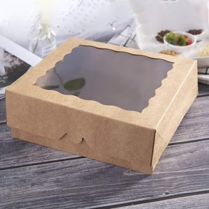 Cajas de Panaderí<span class=keywords><strong>a</strong></span> de Cartón Kraft Marrón, Cajas Grandes para <span class=keywords><strong>Tartas</strong></span> con Ventana de PVC, Caja Desechable Natural para Galletas, Chocolate, Fresas, Pasteles de Boda - Product Image 6