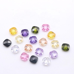 Yingma Đồ Trang Sức Tổng Hợp Zircon Đá Đôi Rùa Mặt Đệm Cắt Màu Sắc Khác Nhau Màu Hồng Vàng Trắng CZ Đá Quý - Product Image 3