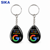 Porte-clés NFC personnalisé en résine époxy SIKA, carte NFC pour avis Google, porte-clés pour le partage sur les réseaux sociaux