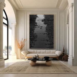 Peinture à l'huile personnalisée minimaliste noire, Chemin de minuit, Art mural encadré, Nature morte, Paysage pour la maison et la galerie - Product Image 1
