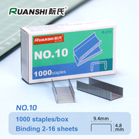 OEM Ruanshi Factory Wholesale 1000 Pc Staples NO.10 Galvanize Standard 16 Sheet Stationery Office Stapler Staple R-010