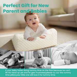 Baby Tummy Time Prop para el crecimiento de la fuerza del cuello y los hombros, soporte de guardería de espuma viscoelástica para bebés, cubierta extraíble lavable - Product Image 3
