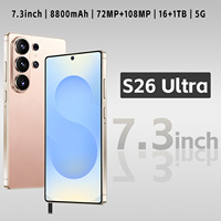 Téléphone mobile S26 Ultra avec écran HD de 7,3 pouces, caméra arrière 108MP et caméra frontale 72MP, stockage 16 Go + 1 To, 5G double SIM pour les voyages et la prise de vue vidéo