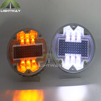 Bornes routières circulaires solaires intégrées IL300 D143 150 en aluminium, bornes routières solaires à LED œil de chat