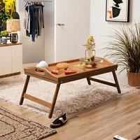 Plateau de petit-déjeuner pliable en bambou robuste à un seul niveau, personnalisable en usine, écologique, pour utilisation dans le salon