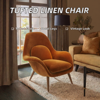 Fauteuil convertible capitonné en tissu de lin pour chambre, salon, salle à manger – Confort traditionnel pour la maison et l'appartement