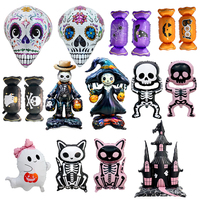 Ballon en aluminium motif fantôme, crâne, chien, chat, dessin animé pour Halloween – Décoration de fête sur le thème de l'horreur pour centres commerciaux et bars
