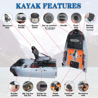 Nouveau Design : Kayak de Pêche Modulaire de 2,9 Mètres, 1 Personne, avec Pédales, Détachable, Pliable, en PEHD, Motorisé Électrique pour Surf, Durable