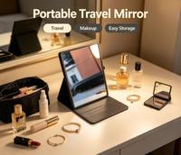 Miroir de maquillage pliable rond avec support pour table de chevet, coiffeuse, décoration intérieure
