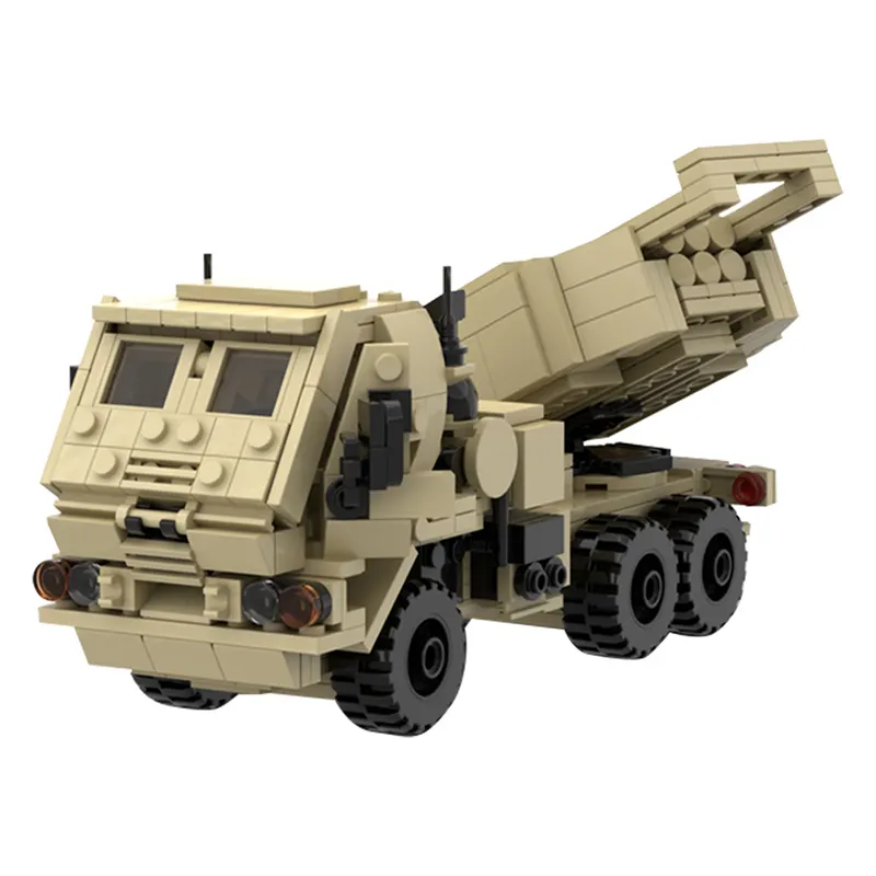 GoldMoc 군사 시리즈 차량 MOC-77901 육군 컬렉션-M142 HIMARS - M1140 FMTV-TRUCK 조립 빌딩 블록 모델 완구