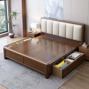 Solid Oak Modern Wall <b>Bed</b> <b>With</b> <b>Storage</b> Platform Design E0 Formaldehyde CARB P2 Certified for <b>Queen</b>/King/Full Sizes Y-002 This So - Product Image 1