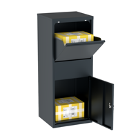 Grande boîte aux lettres extérieure en acier étanche boîte de dépôt de colis à 2 couches pour usage domestique couleur noire avec excellente application de poste