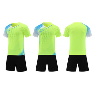 Conjunto de Camiseta de Fútbol Verde Neón para Hombre, Manga Corta, Cuello en V, Poliéster que Absorbe la Humedad, Uniforme para Todas las Temporadas, Ropa Deportiva para Adultos - Product Image 1
