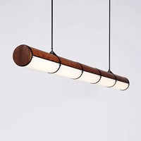 Lustre de restaurant de style japonais, couleur noyer, design créatif nordique minimaliste, lampe de bar LED de style Wabi-Sabi pour longue table