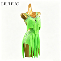 LUHUO Robe de patinage de danse latine sans manches à la mode supérieure Jupe Rumba Costume de scène une pièce