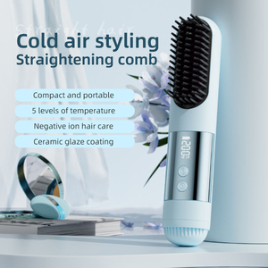 Brosse lissante sans fil en céramique avec affichage LED, chauffe rapide, peigne chauffant à vapeur <span class=keywords><strong>pour</strong></span> <span class=keywords><strong>cheveux</strong></span> épais et bouclés - Product Image 2