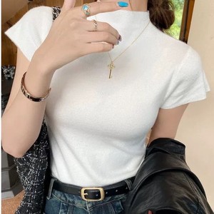 T-shirt court sans manches à col semi-montant et épaules classiques pour femme – Tendance - Product Image 1