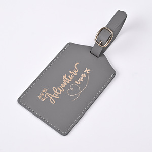 PU Leather Letter Pattern Luggage Customized Gold Foiling <strong>Name</strong> Tags <strong>Custom</strong> Logo Eco-Friendly Water Resistant Personalized Soft - Product Image 6