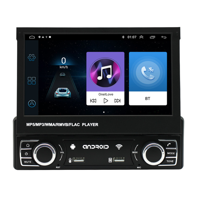 Hot Sell 1 Din 7" Carplay TFT Android Display Mirror Link Retractable Screen Touch Screen BT FM GPS Car Mp5 DVD Player