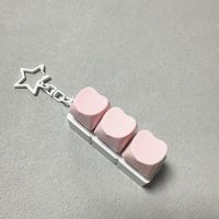 3 Keys PVC Fidget Keychain Mechanical Switch Keycap Tester Light-Up Feature Stress Relief Pinch Toy Heart Shape Digital Printing