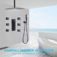 Système de douche thermostatique, Robinet en laiton, Pommeau de pluie carré 10 pouces pour plafond et douchette à main, Personnalisable pour la vente en gros et les projets